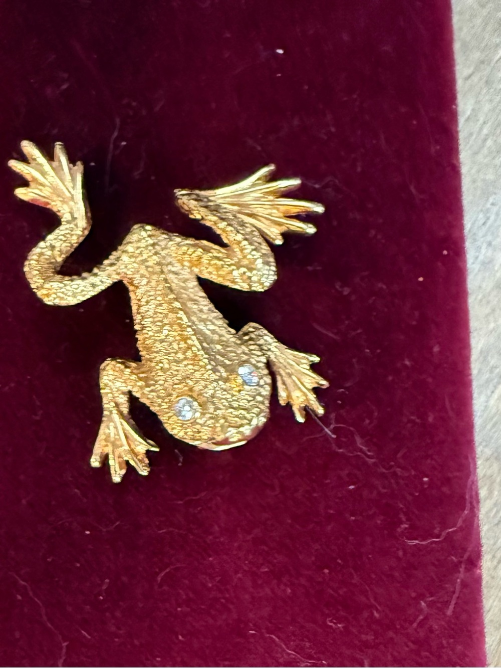St. John Gold Frog Pin with Crystal Eyes
